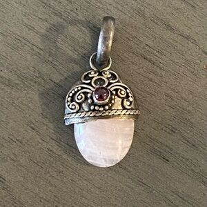 Ornate Sterling Silver & Pink Quartz Pendant